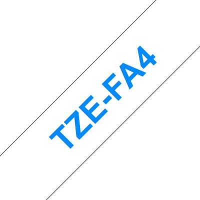 Brother TZeFA4 Cinta Textil Generica de Etiquetas - Texto azul sobre fondo blanco - Ancho 18mm x 3 metros