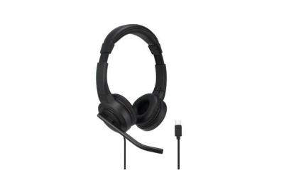 Kensington H1000 Auriculares con Microfono USB-C - Diadema Ajustable - Almohadillas Acolchadas - Controles en Cable - Cable Trenzado de 1&period;80m - Color Negro