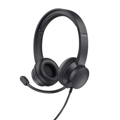 Trust Ayda Auriculares con Microfono - Diadema Ajustable - Almohadillas Acolchadas - Control de Volumen en Auricular - Cable de 1&period;80m - Color Negro