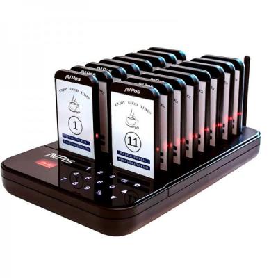 AVPos AVP-AC-T16 Avisador de Clientes - Base de Carga - 16 Unidades - 350&sol;500m Alcance - 200 Mah - Color Negro