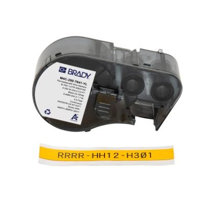 Brady M4C-250-7641-YL Cinta Termorretractil de Etiquetas - Texto Negro sobre Fondo Amarillo - Ancho 11.15mm x Largo 1.68m