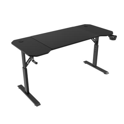 Mars Gaming MGD-ERGO140 Mesa Gaming - Altura Ajustable con 3 Posiciones - Soportes Auriculares y Bebidas - Alfombrilla XXL - Estructura Acero - 140x60x1&period;5cm - Acabado en Fibra de Carbono - Colo