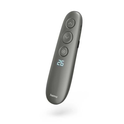 Hama Spot Pointer V2 Presentador de Diapositivas - Puntero Laser Rojo - Pantalla Digital - Recargable - Autonomia de 3 Meses - Alcance 20m - USB-A con Tarjeta Micro-SD - Color Negro