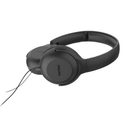 Philips Auriculares Supraaurales con Cable - Jack 3&period;5mm - Controles Integrado en el Cable - Microfono Integrado - Altavoz de 32mm - Color Negro