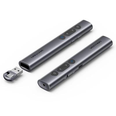 Vention Presentador Inalambrico - Puntero Laser Verde - Bluetooth - Bateria 200mAh - Transmision 4GHz - Alcance hasta 50m - Recargable - Monitoreo de Bateria - Multifuncion - Color Gris