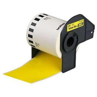 Brother DK44605 - Etiquetas Removibles Genericas de Tama&Atilde;&plusmn;o personalizado - Ancho 62mm x 30,48 metros - Texto negro sobre fondo amarillo