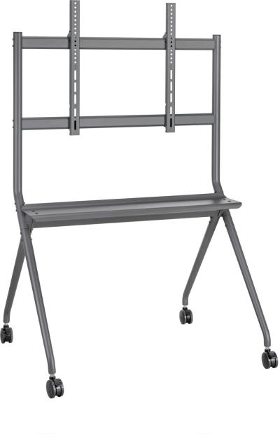 AISENS Soporte De Suelo Pro Con Rueda, 1 Bandeja Para Pantalla Interactiva/TV 120kg De 50-86, Negro