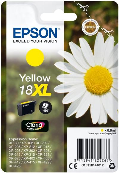 Cartucho Epson Daisy 18XL amarillo etiqueta RF C13T18144022