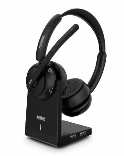 Urban Factory MOVEE MAX Auriculares Inal&aacute;mbrico Diadema Juego USB tipo A Bluetooth Base de carga Negro